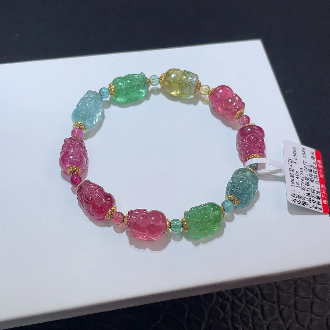 碧玺手链18K金镶嵌 净体貔貅