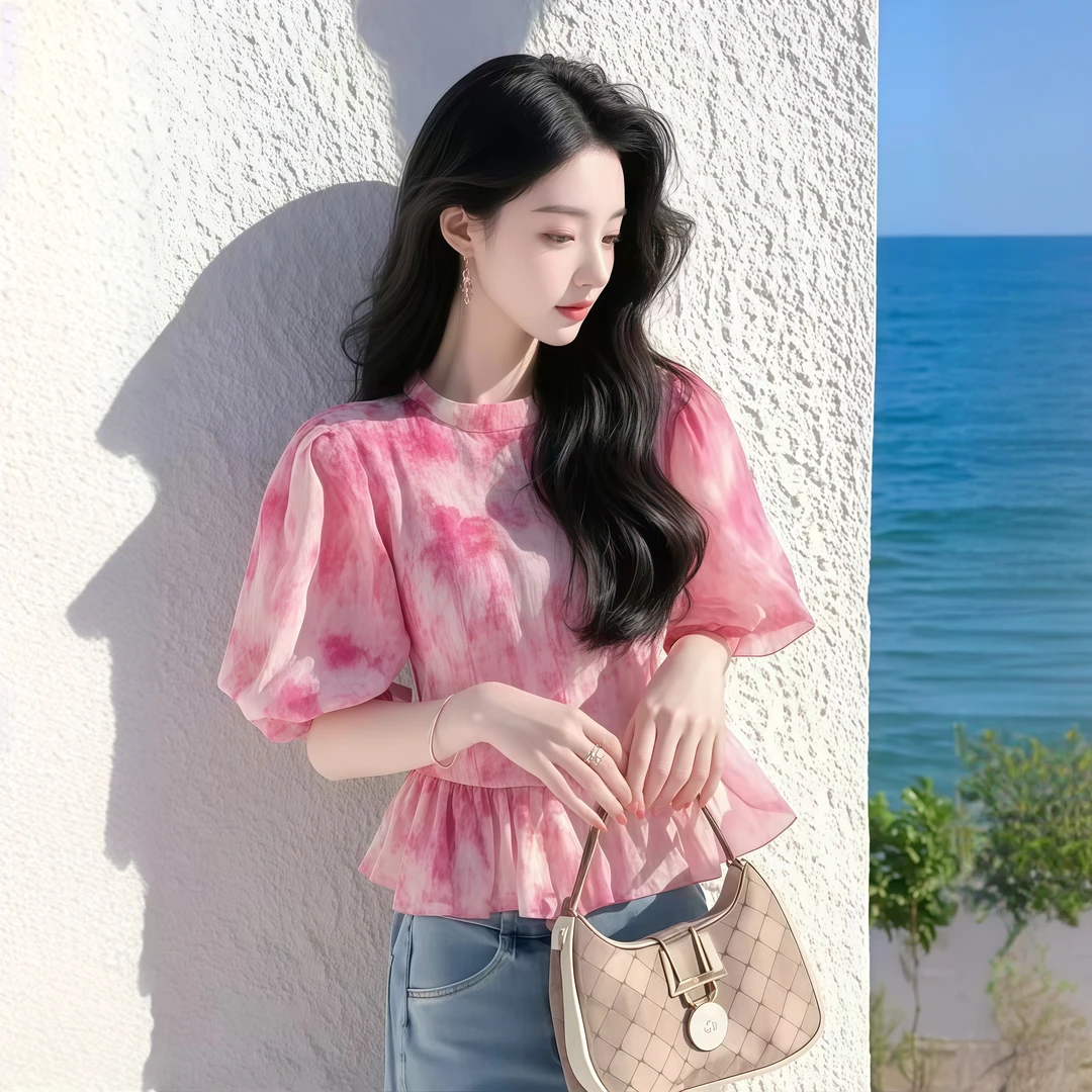 法式独特别致小上衣小众穿搭高级感减龄超好看轻奢洋气雪纺小衫女