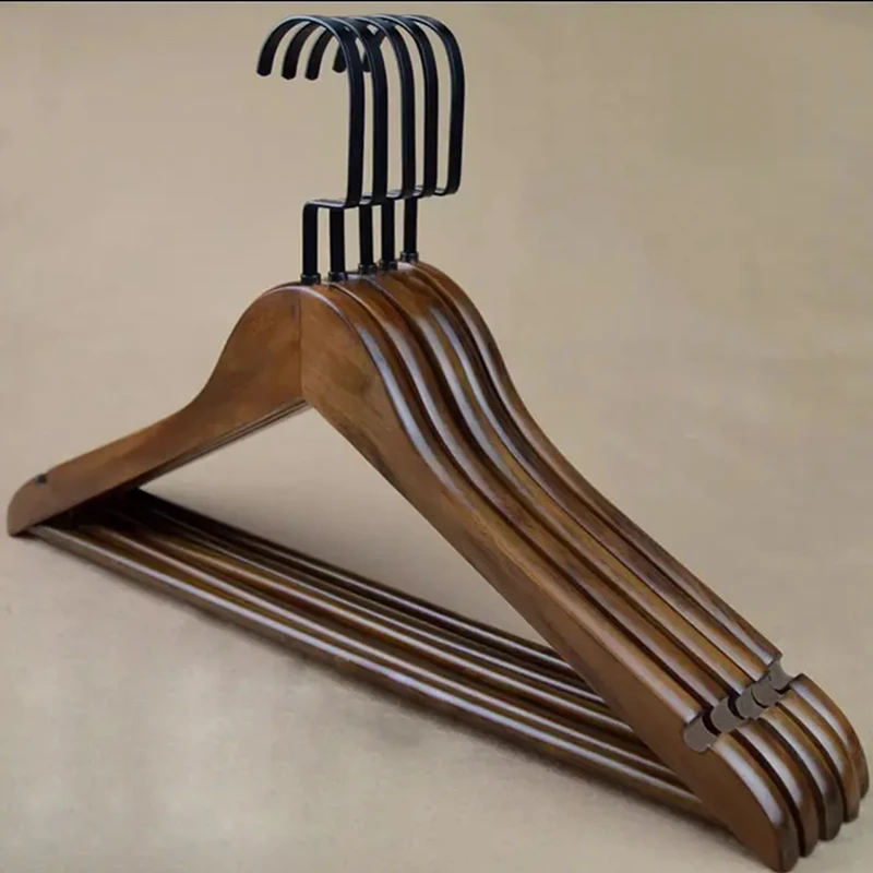 家用实木衣撑复古木质衣架子挂衣架成人防滑服装店无痕酒店晾衣架
