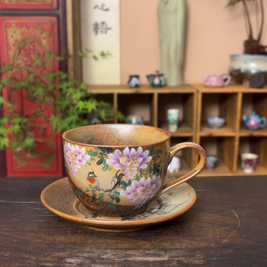 杯柴烧纯手工手绘陶瓷