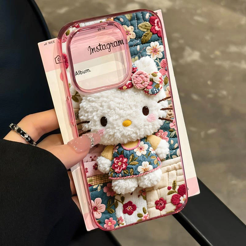 平面碎花KT适用iPhone16苹果14_15PROMAX软胶13手机壳12情侣11X