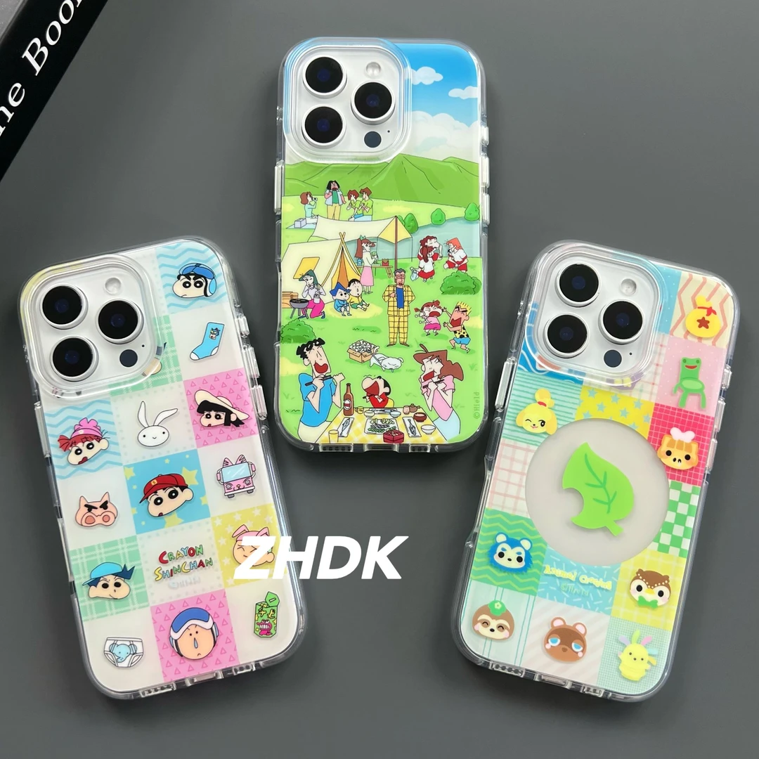 卡通小新涂鸦高级感适用iPhone16promax手机壳苹果15气囊14防摔13