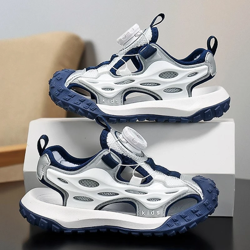 36I°C断码男童凉鞋2025新款夏季儿童防滑包头沙滩鞋镂空透气大童