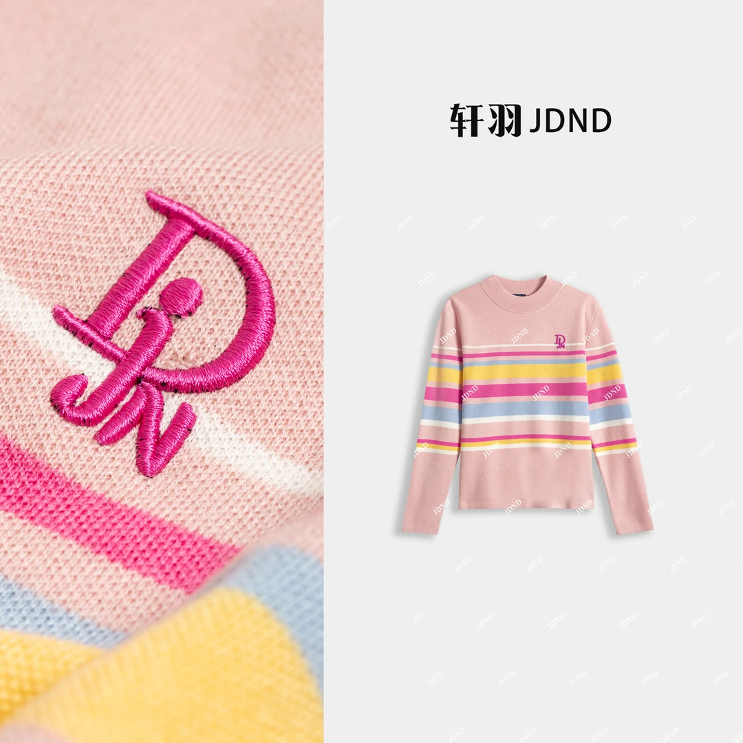 JDND轩羽【冰激凌】加厚羊毛 减龄条纹针织小衫XY25652