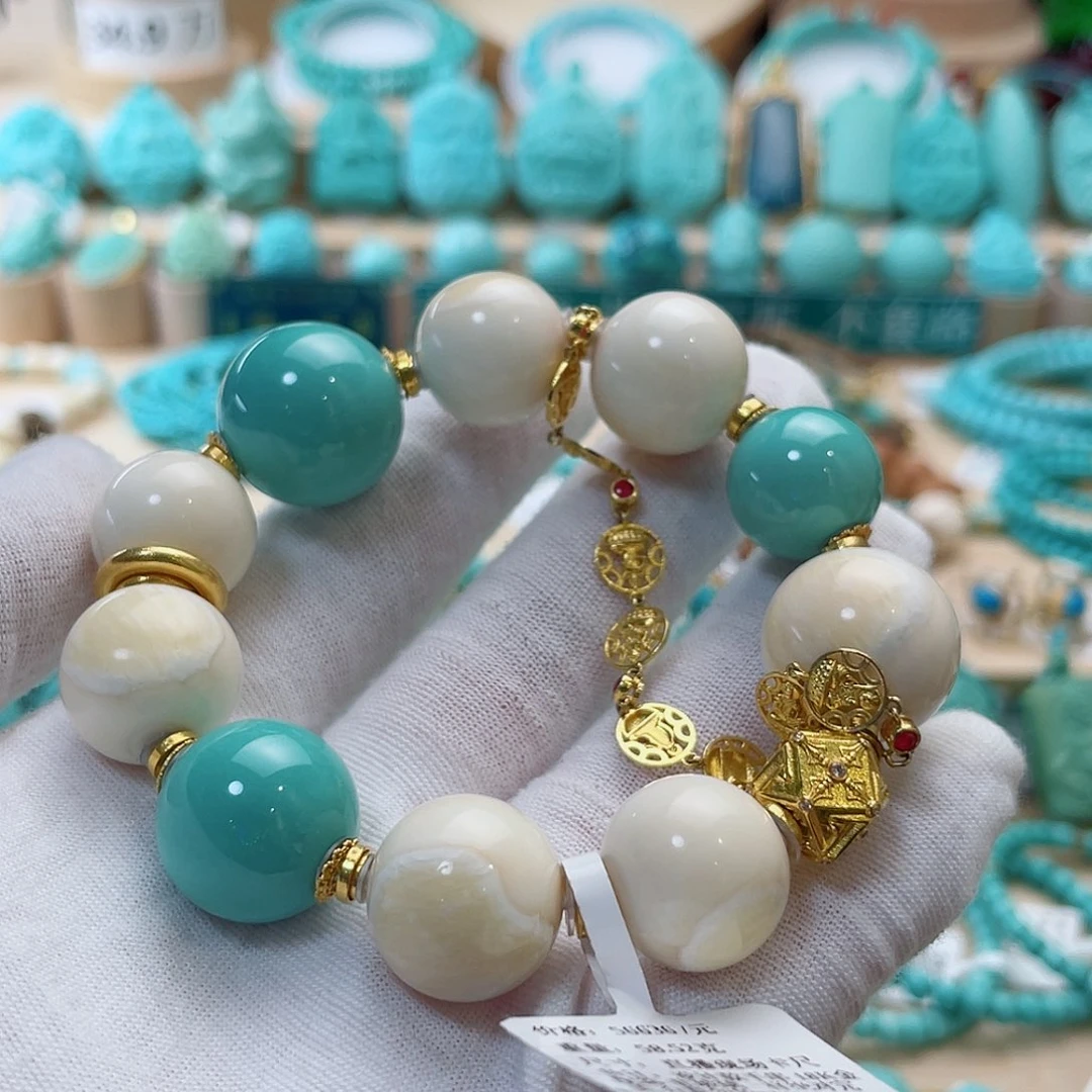 18K金镶嵌绿松石珠宝半成品