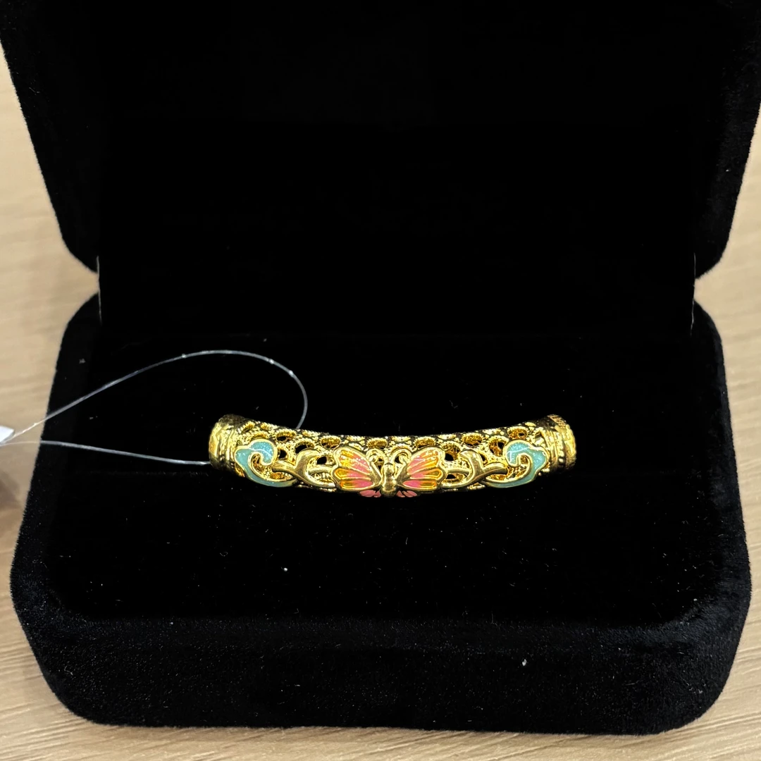 【毛哥专享】足金999 镂空花丝弯管吊坠