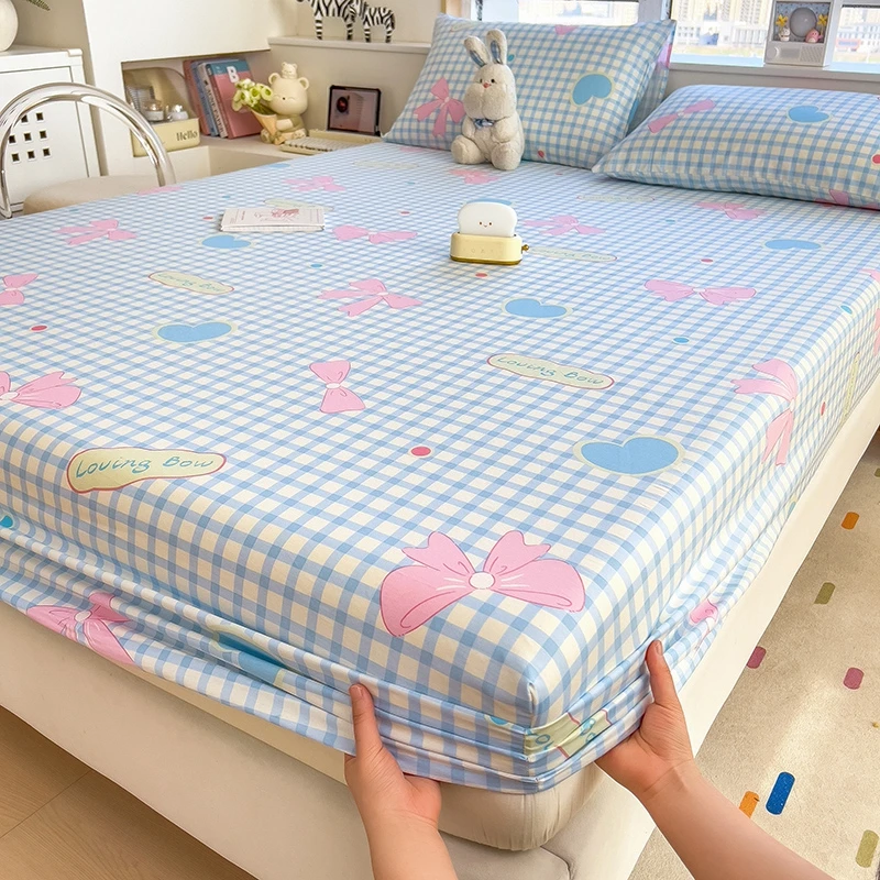 ins新疆棉纯棉床笠清新可爱全棉床罩床垫保护罩宿舍防尘罩亲肤