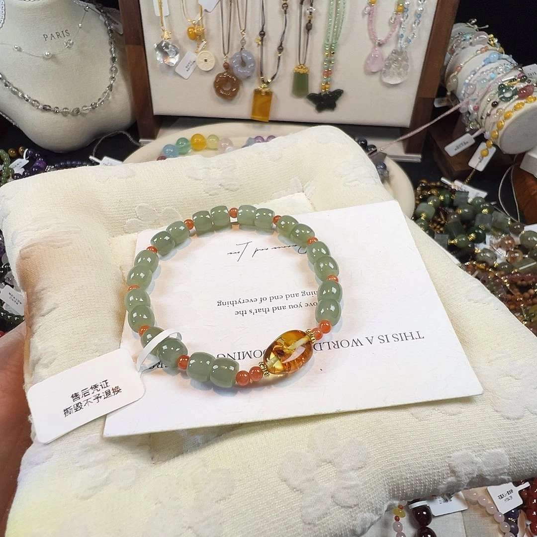 和田玉未镶嵌手链和田玉老型珠