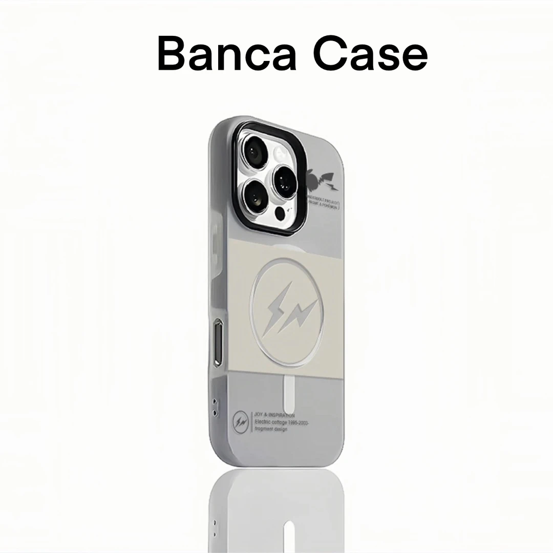BANCA磨砂磁吸闪电皮卡果冻适用苹果17/16/15苹果13/14pro手机壳