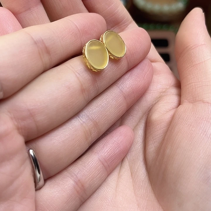 达***喜和田玉银S925镶嵌耳饰