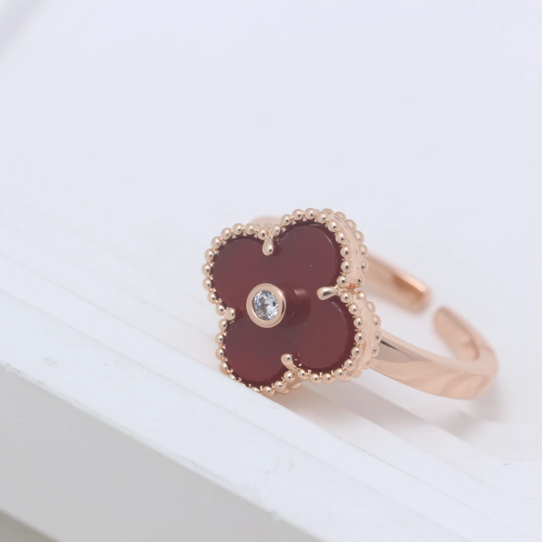 铜合金贝壳戒指 191红色气质时尚满钻经典镶嵌素款轻奢