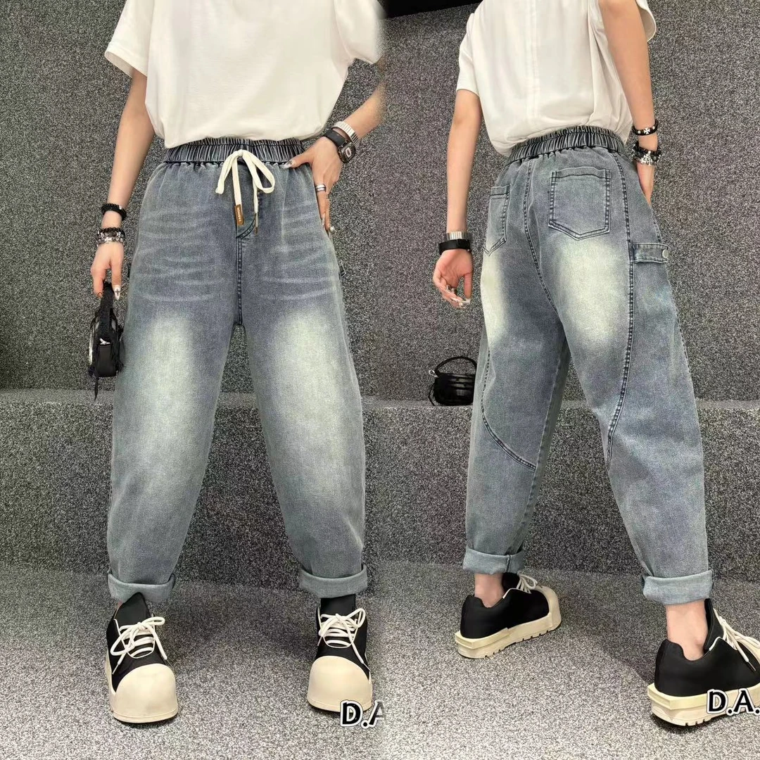 季公子2025春季新款水洗软牛仔哈伦老爹裤801