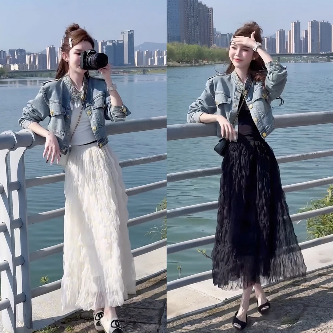 8294新款春夏牛仔衣半身裙套装 时尚百搭休闲春夏两季韩版两件套
