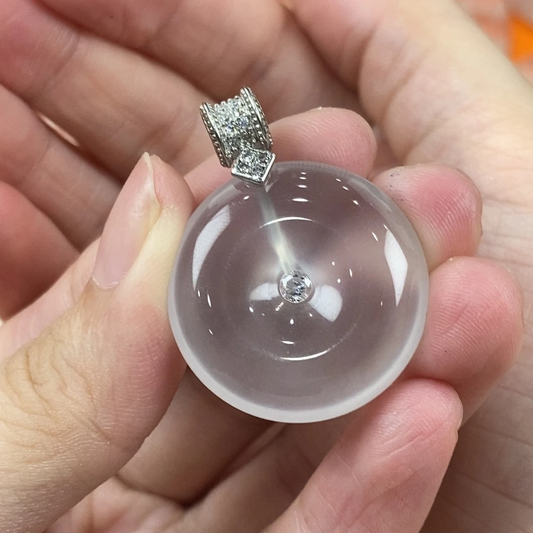 银S925镶嵌吊坠石英质玉