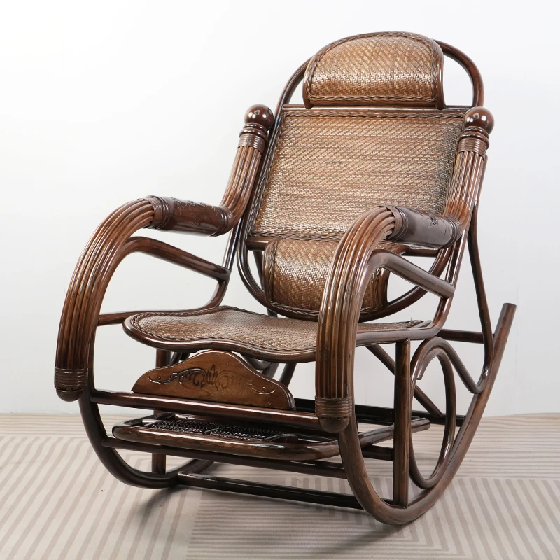 植物手工藤编藤条雕花摇摇椅庭院户外躺椅老人逍遥椅午睡椅