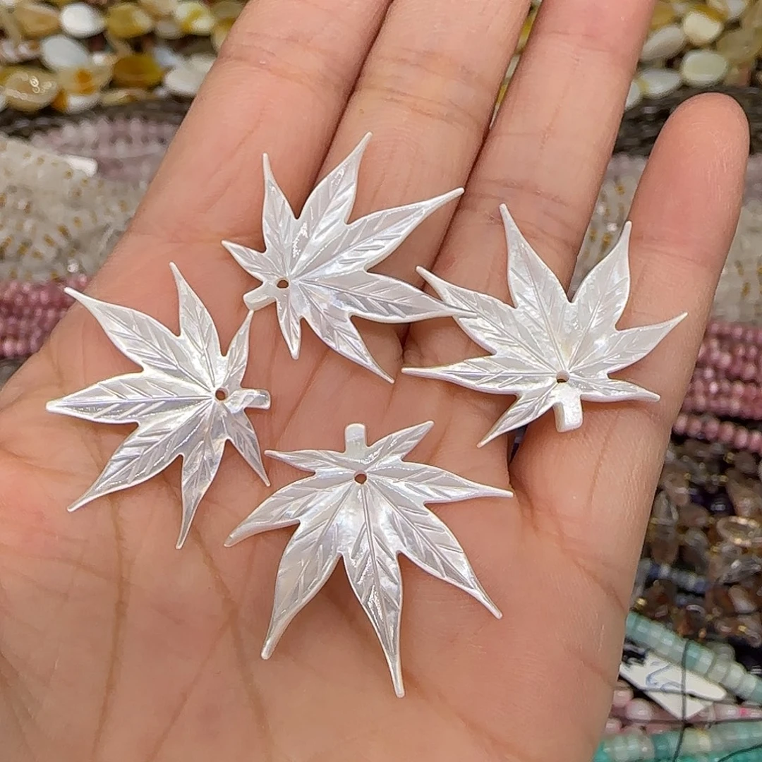 玛瑙/玉髓合金珠宝半成品珍珠母贝枫叶2个