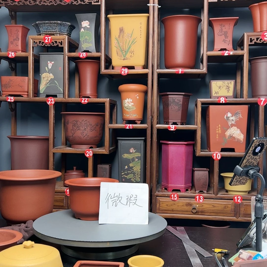 紫砂花盆若*雨微瑕金钟