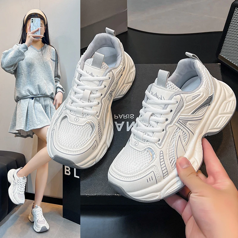 2025新款夏季爆款软底运动女鞋厚底小个子增高百搭女款老爹鞋8819