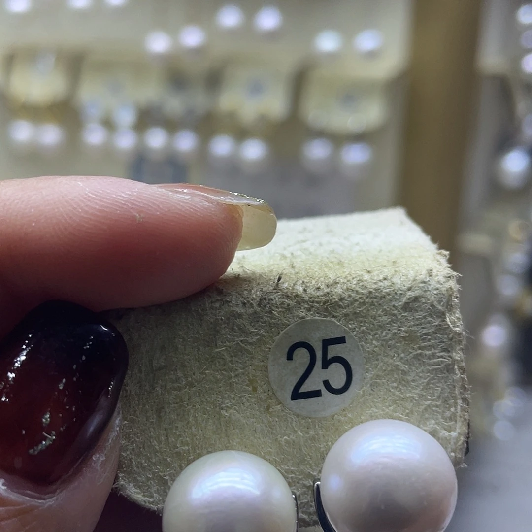 耳饰银S925镶嵌淡水珍珠