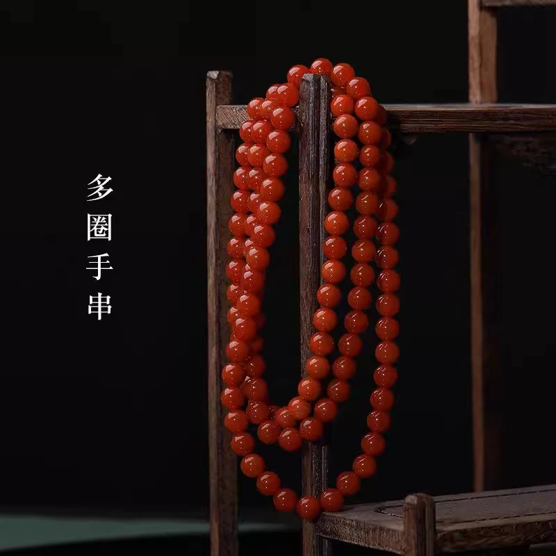 亮光天然云南老矿玛瑙柿子红玛瑙多圈108颗珠链多样发其一