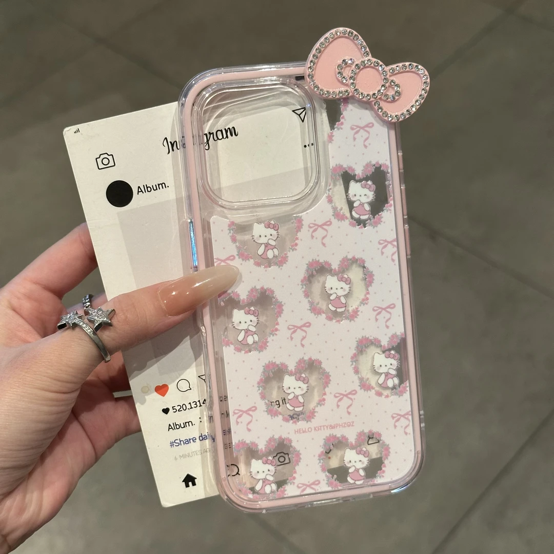 欧克里里镂空爱心凯蒂蝴蝶结适用苹果17手机壳华为vivo小米15oppo