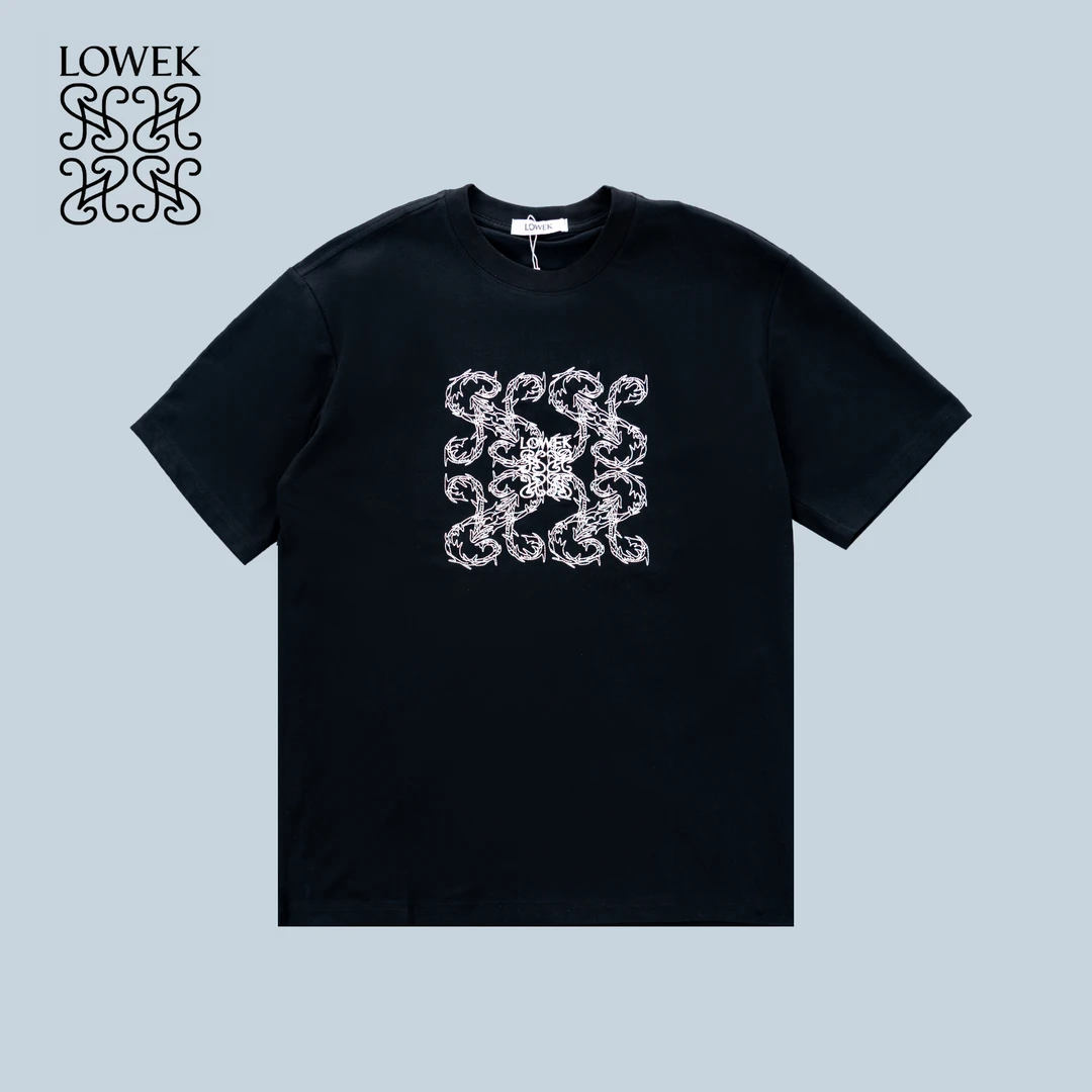 lk003夏季-新款刺绣潮牌轻奢圆领短袖半袖纯棉宽松上衣时尚潮流