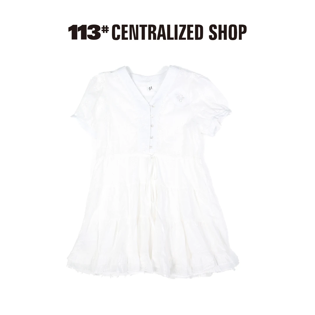 V领少女风常规短裙斜肩连衣裙夏季气质优雅XP854140575