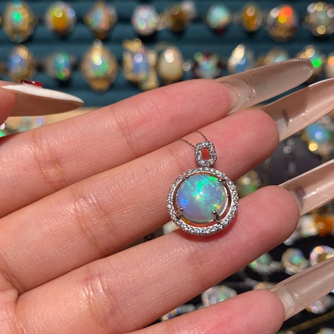 欧泊银S925镶嵌吊坠