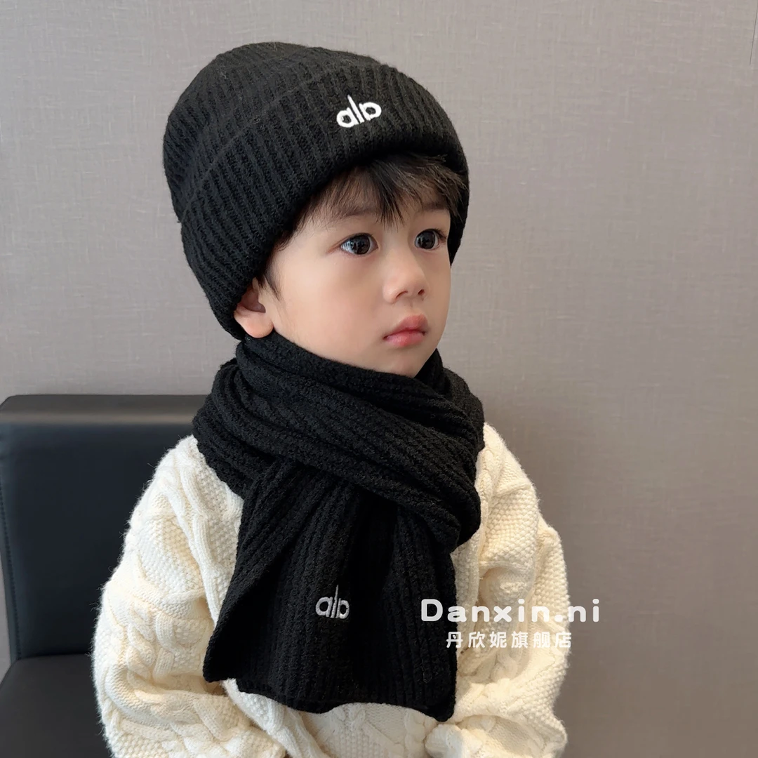 韩版儿童针织围巾帽子宝宝冬季保暖护颈围脖套加厚防风防寒套头帽