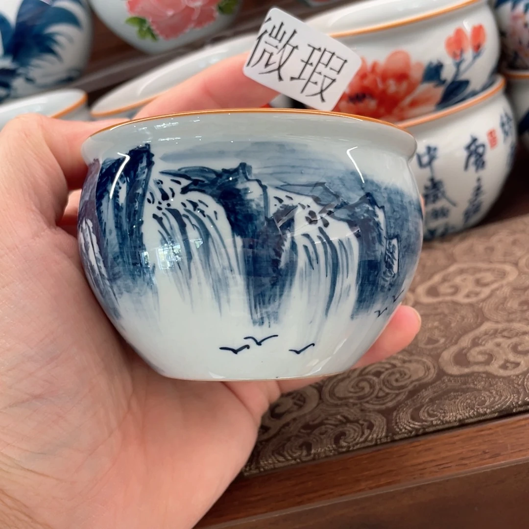 釉下手绘茶具微瑕