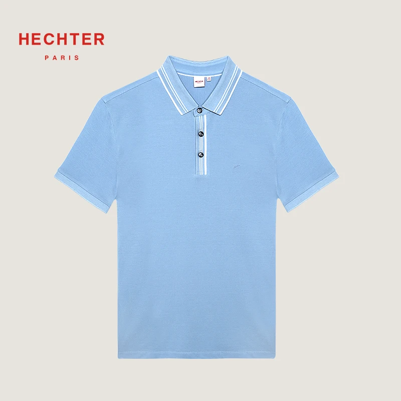 HECHTER男士修身polo衫夏季新款蓝翻领LT51503