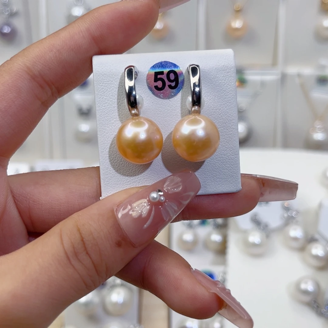 可****银S925镶嵌淡水珍珠耳饰