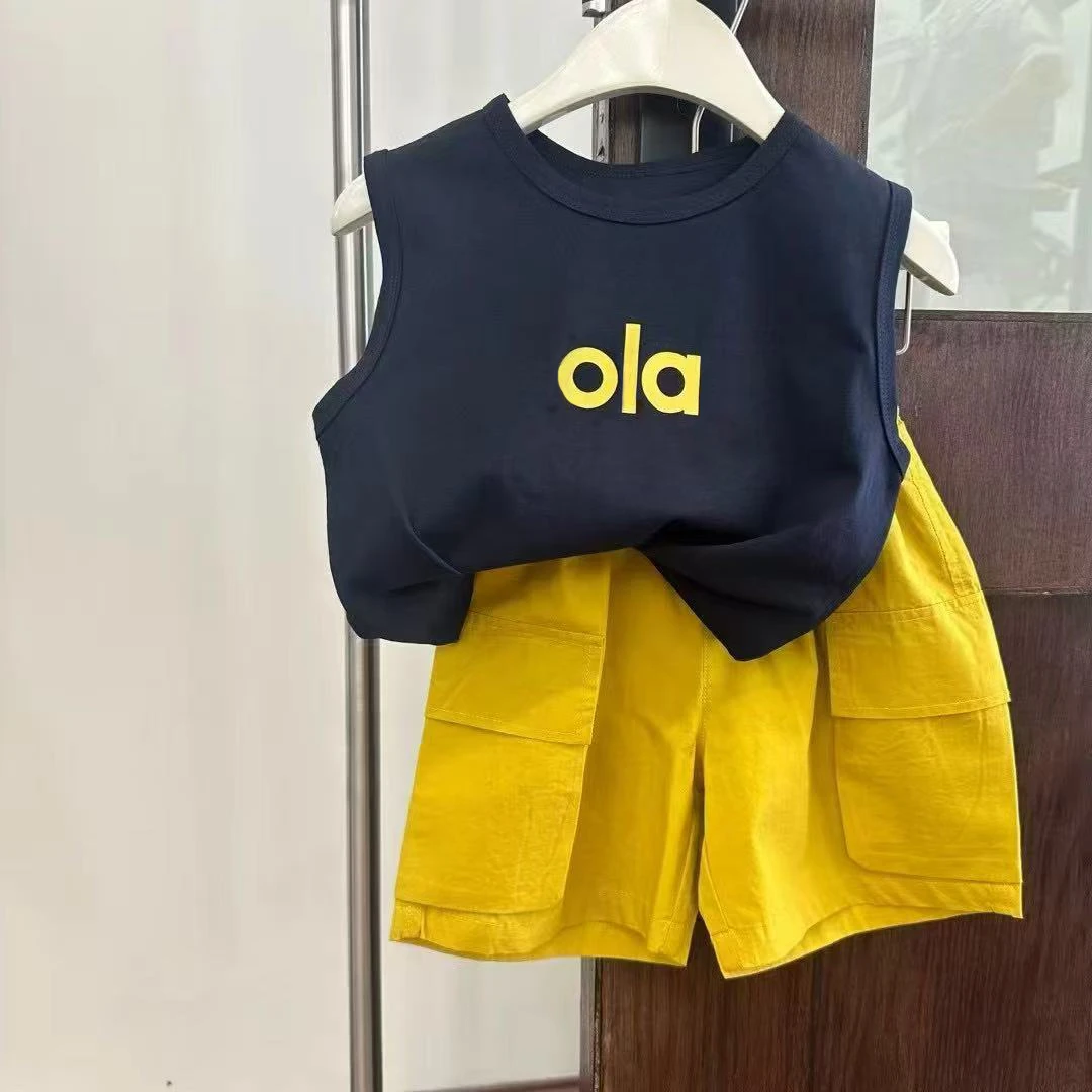 男女童2025夏季无袖套装中大童韩版上衣短工装裤儿童帅气两件套潮