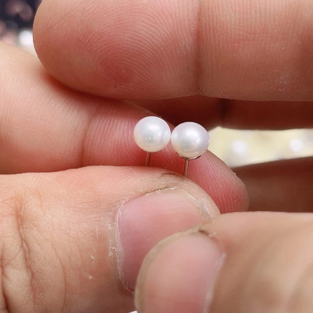 明***姗淡水珍珠耳饰银S925镶嵌