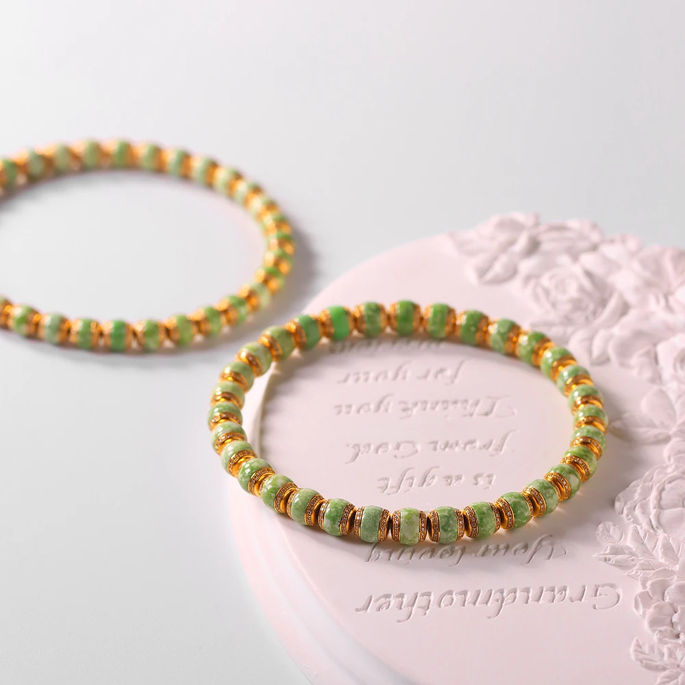 菜籽黄绿松石镶嵌单圈手串