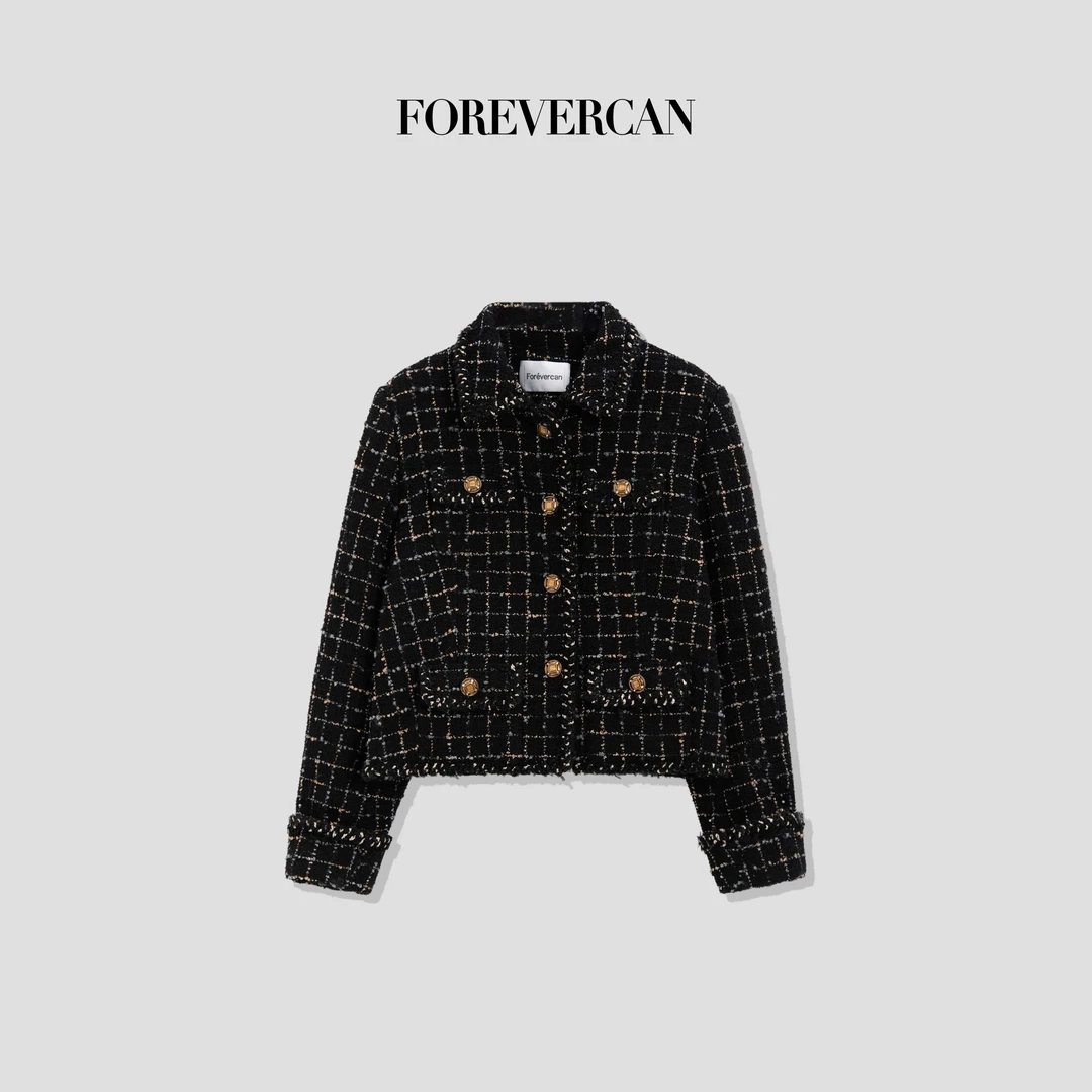 FOREVERCAN“上东区”小香风格纹粗花呢西装外套 SC22527