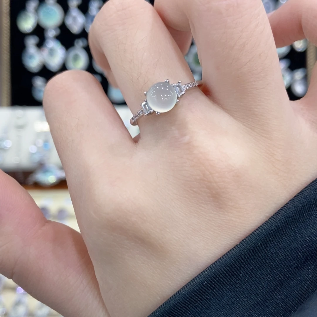 蛇纹石玉银S925镶嵌戒指