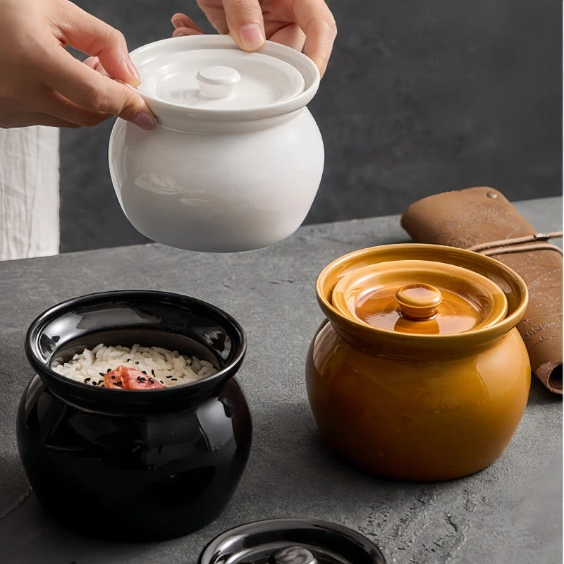 瓦罐盖隔水炖单人食蒸蛋炖罐带盖汤罐商用沙县老式陶瓷煲汤小炖盅