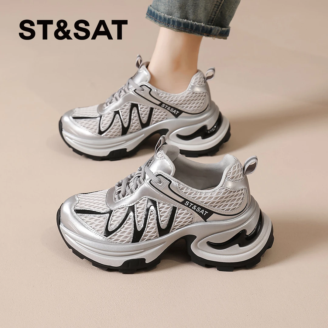 星期六ins老爹鞋女士2025新款秋季休闲鞋子女潮牌百搭舒适网面鞋