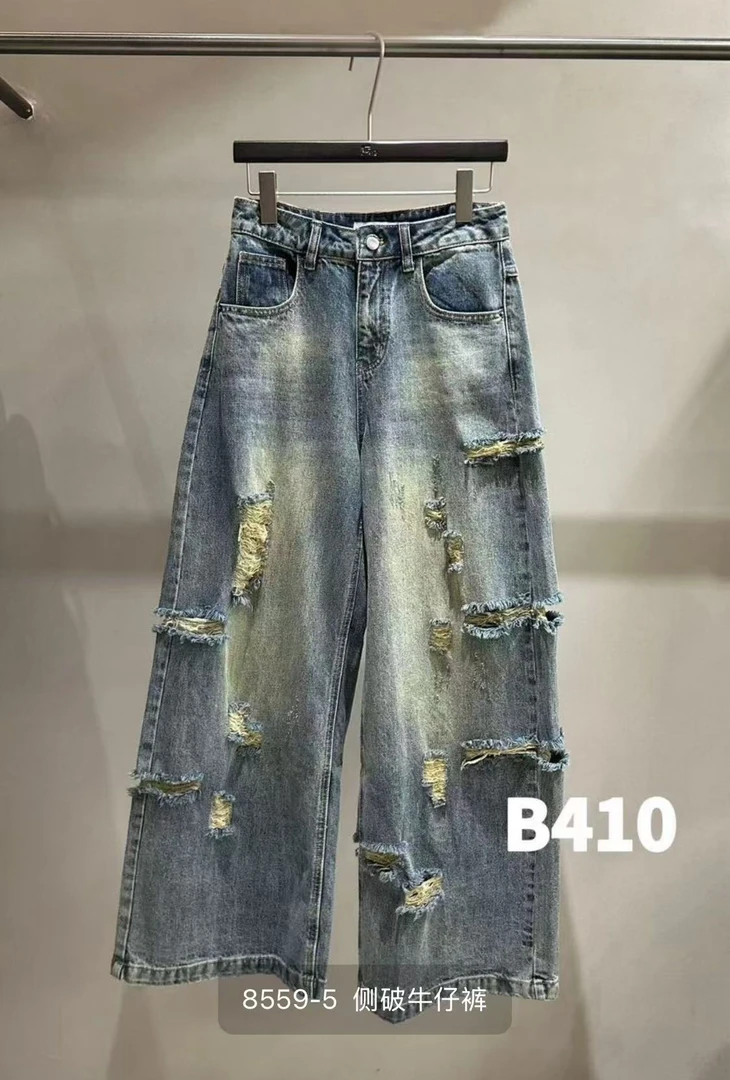 新款-丸子身上的！洗水破洞牛仔裤（13R8559#）R13