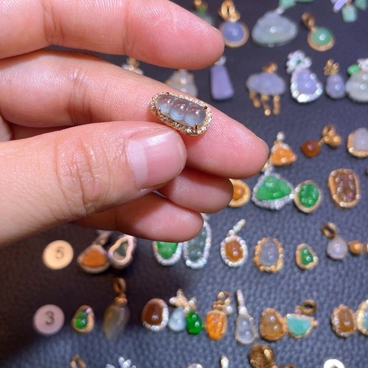 翡翠银S925镶嵌吊坠(不含链)天然翡翠