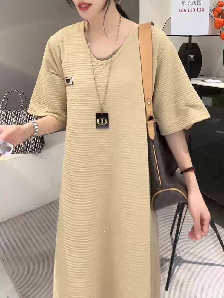 6021夏季气质新款撒银宽松连衣裙休闲韩版女装连衣裙大码外穿