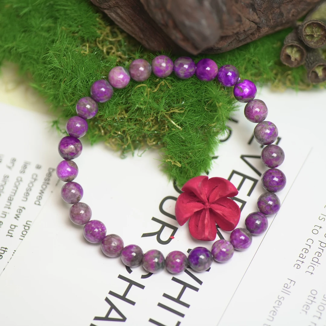 舒俱来火焰红丝绒圆珠手链12230