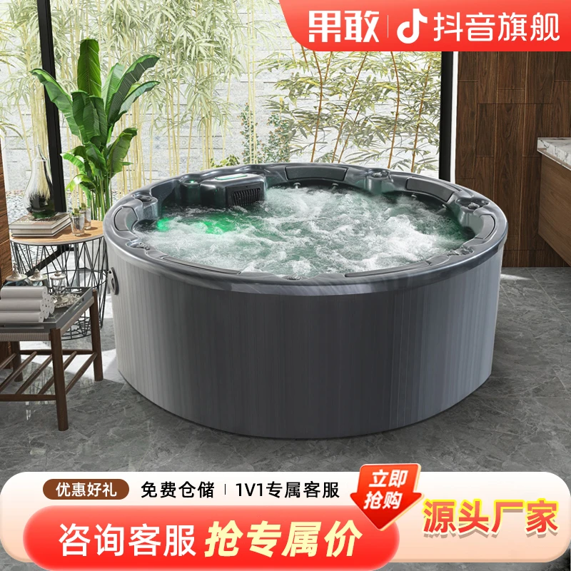 果敢别墅按摩沐浴圆形浴缸SPA恒温加厚浴缸嵌入式浴池2.28米908