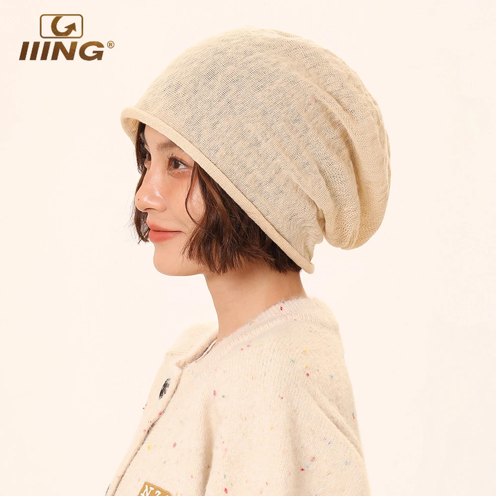 IIING帽控 秋冬保暖护耳包头堆堆帽女冷帽卷边宽松减龄套头月子帽