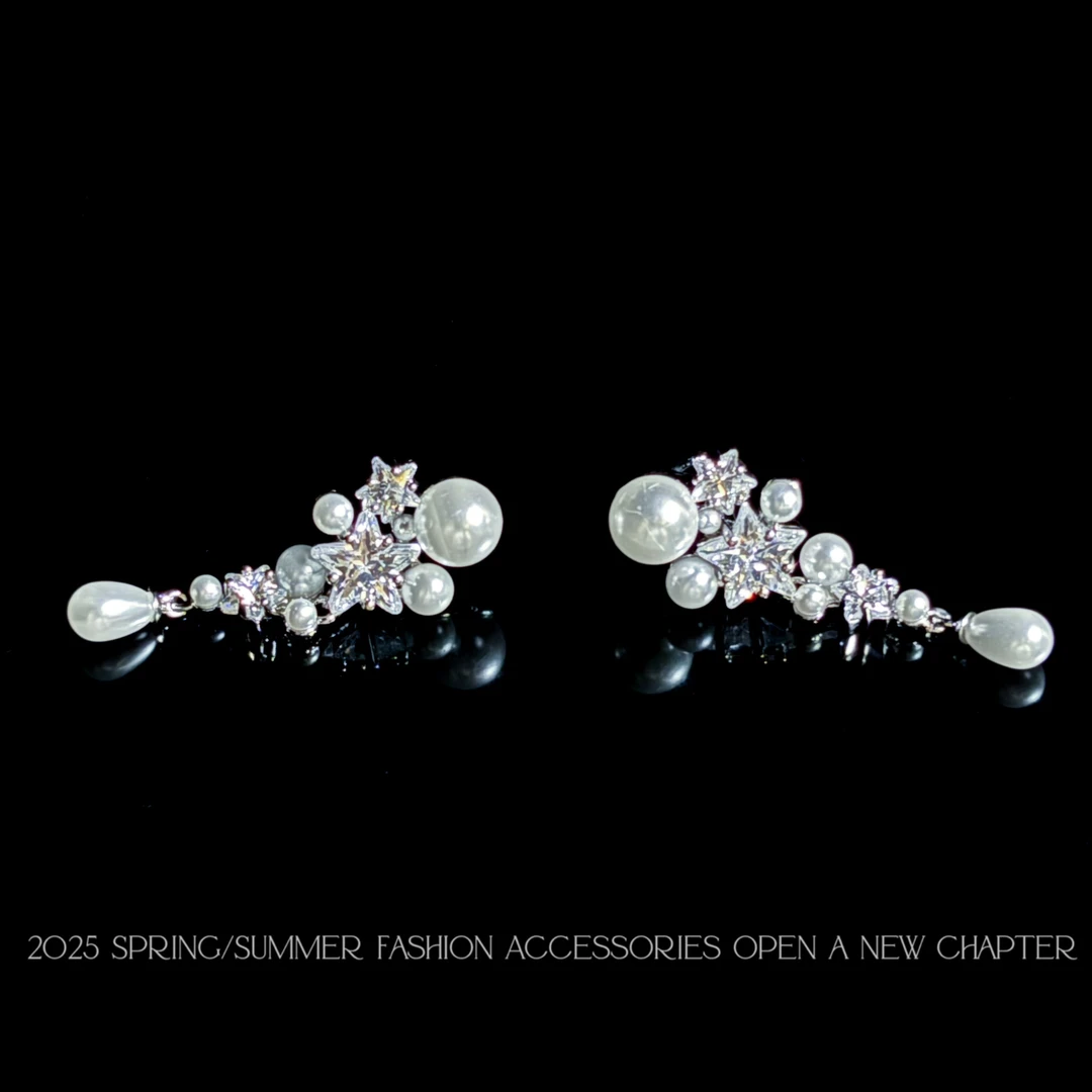 铜合金耳饰 镀k金 2025新款C6837【鎏星雨】BABA BOX 耳钉