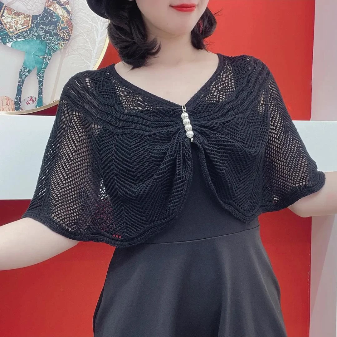 防晒贵妇披肩套头针织女夏季薄款时尚百搭配护颈显瘦遮肉短款外搭