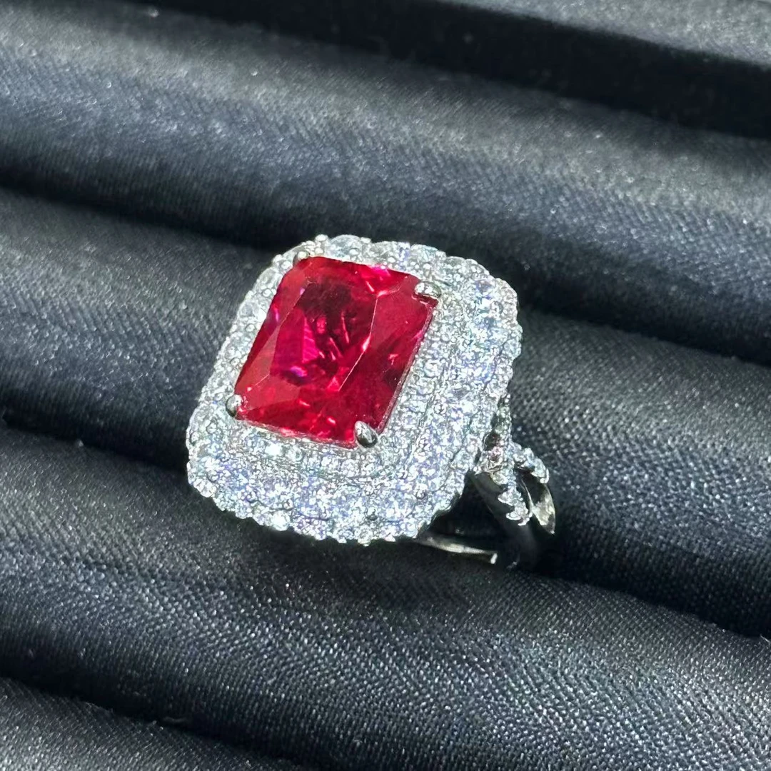 丽哥推荐 重工高级感红宝石大方牌满天星戒圈 LG2808