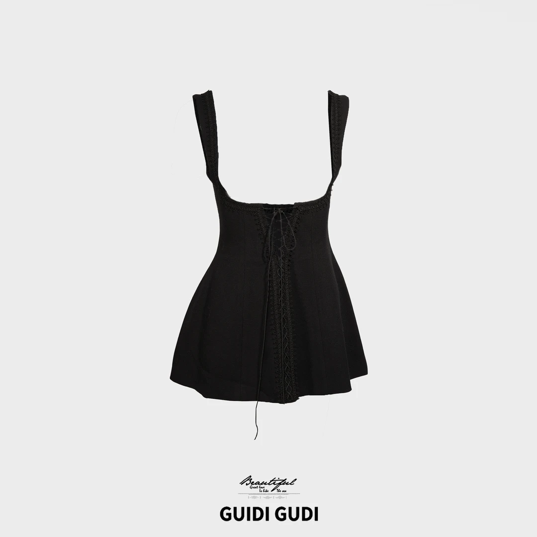 GUIDI GUDI【大弹鼓】气质休闲百搭时尚连衣裙/黄加蓝