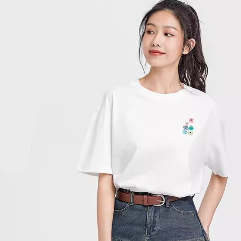 胖mm2-300斤白色短袖t恤女夏季2025新款打底衫内搭宽松设计感上衣